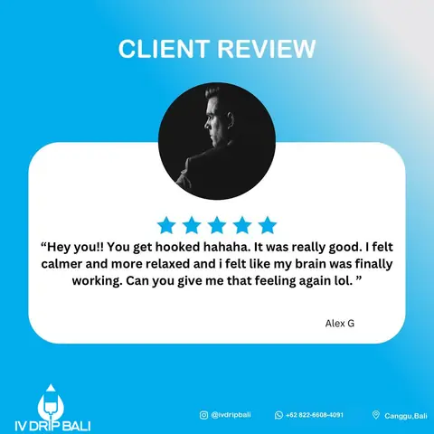 Client review 7, shared on the IV DRIP BALI Instagram account