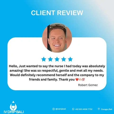 Client review 4, shared on the IV DRIP BALI Instagram account