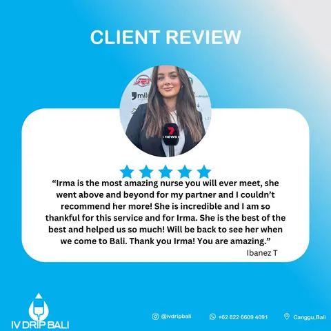 Client review 9, shared on the IV DRIP BALI Instagram account
